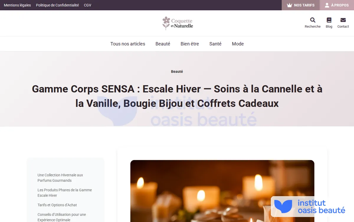 Capture : Gamme Corps SENSA : Escale Hiver — Soins à la Cannelle et à la Vanille, Bougie Bijou et Coffrets Cadeaux | coquetteetnat